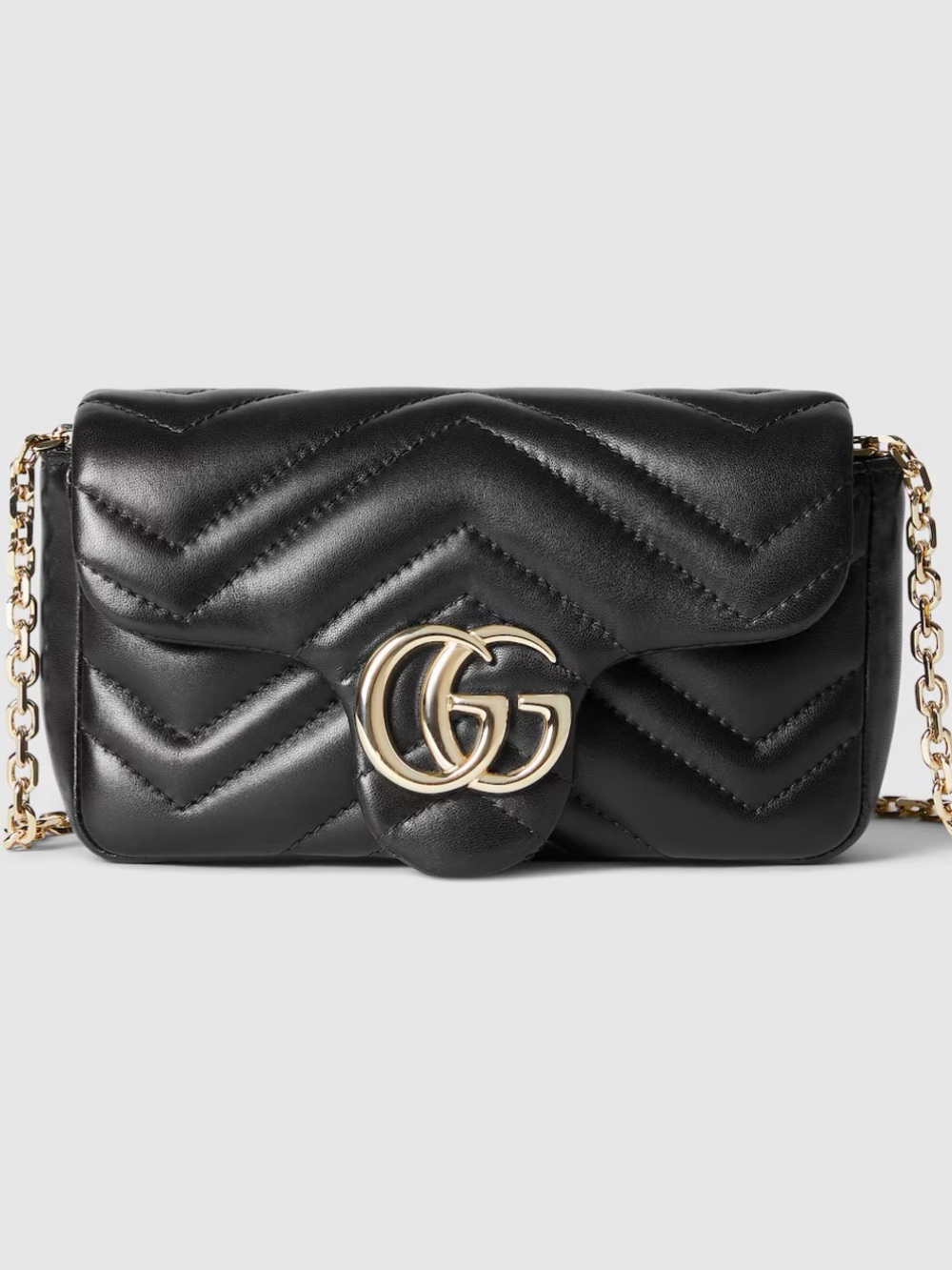 Gucci Black Quilted GG Marmont Crossbody with Gold Hardware